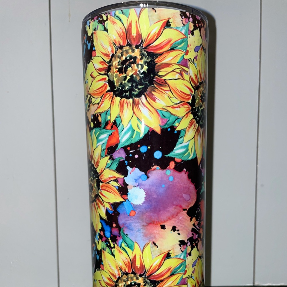 Watercolor sunflower tumbler